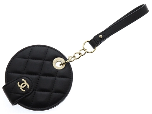 CHANEL シャネル マトラッセ ネームタグ ブラック ラムスキン ...