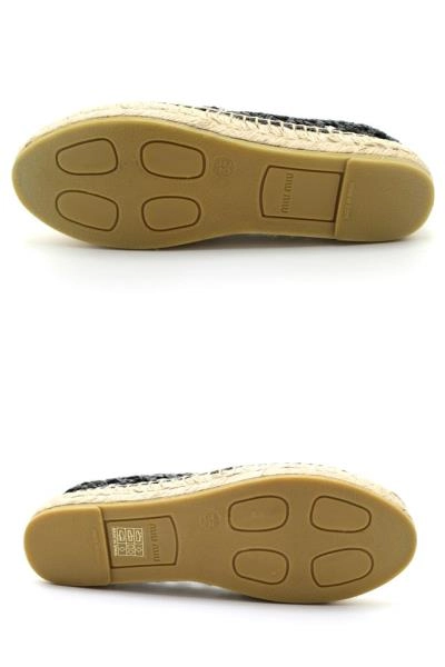 miu miu ミュウミュウ 靴 エスパドリーユ レディース35(約22.0cm) ブラック ベージュ レザー ファブリック 5S030D (2143200595506) 【200】