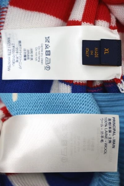 LOUIS VUITTON ルイ・ヴィトン 衣類 ディストーテッドジャイアントダミエクルーネック メンズXL ブルー ウール 1A8P48 参考定価:\180,400- 2143000518873 【200】