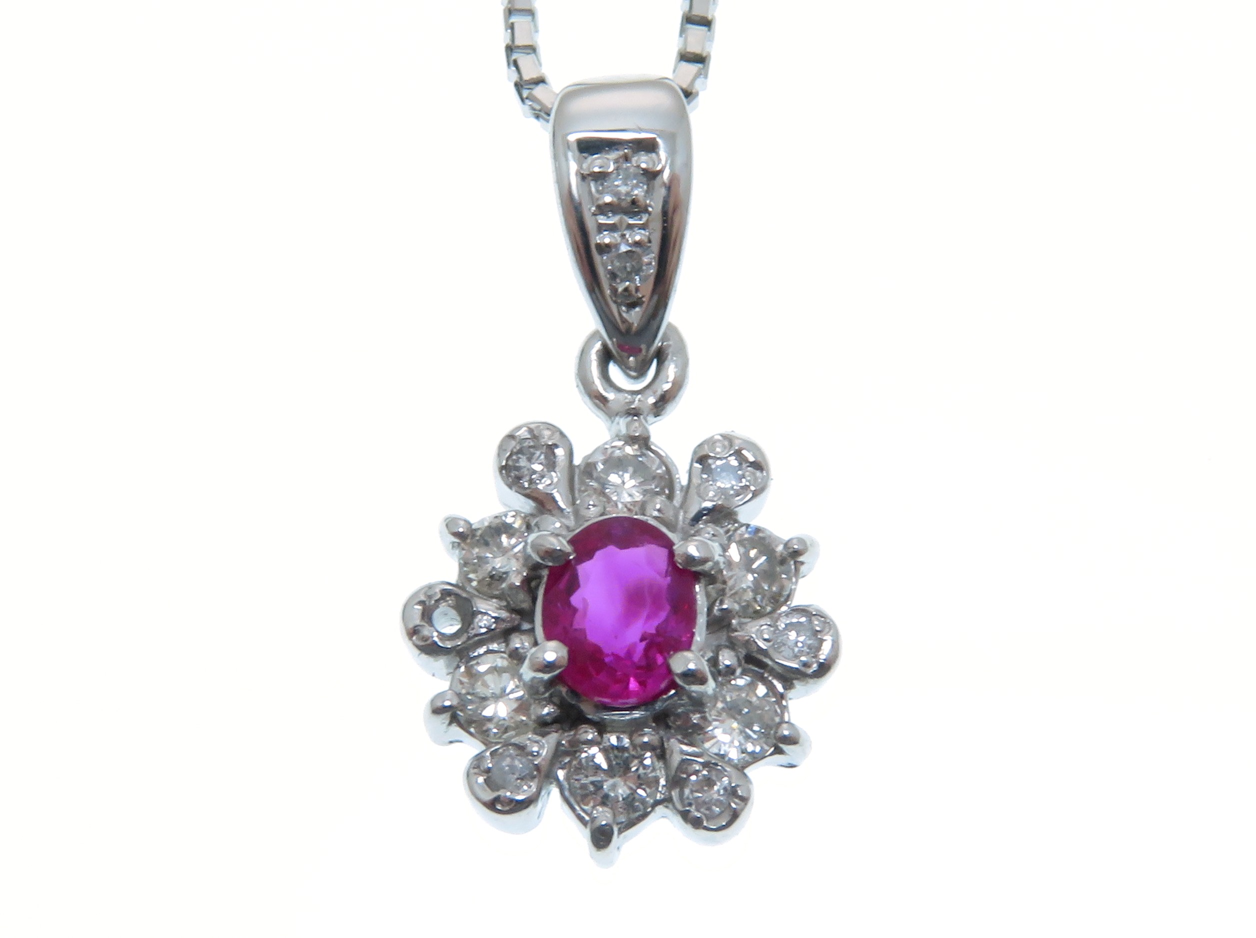 ノンブランドジュエリー ルビーネックレス プラチナ900 プラチナ850 ルビー0 25ct ダイヤモンド0 25ct 全体重量約4 3g 5 の購入なら 質 の大黒屋 公式