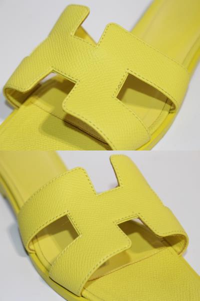 HERMES エルメス サンダル オラン レディース37 約24cm イエロー