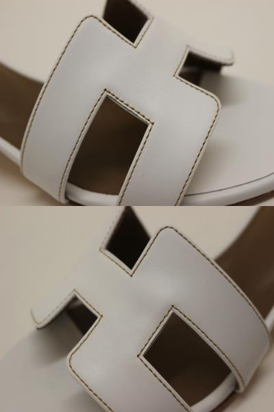 HERMES エルメス サンダル オアジス レディース37 約24cm ホワイト レザー 参考定価:\102,300- (2148103356520)【200】 image number 7