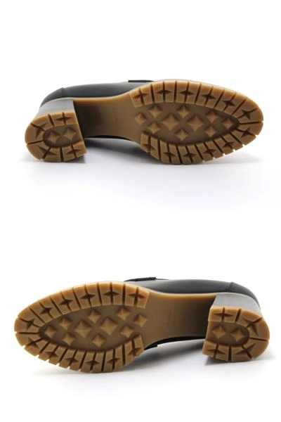 HERMES エルメス 靴 ヒール付きローファー レディース37ハーフ(約24~24,5cm) ブラック/SV レザー (2148103801167) 【200】