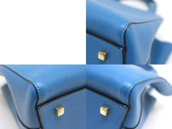 Valextra　ヴァレクストラ　ハンドバッグ　スモール　トリエンナーレ　ブルー　レザー　2143100518896　【中古】【大黒屋】【200】