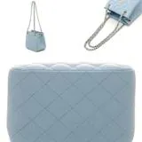 CHANEL シャネル マトラッセ ミニバケットバッグ ライトブルー/GP キャビアスキン 【430】2147400279778