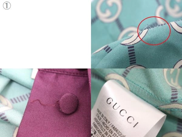 GUCCI グッチ 衣類 インターロッキングシャツ レディース36 ターコイズ/ボルドー シルク 352649 (2148103868610) 【200】