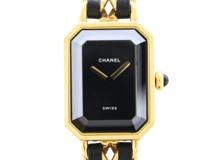 CHANEL シャネル 腕時計 プルミエールL GP/革 ブラック クォーツ レディース  2141000334325【200】