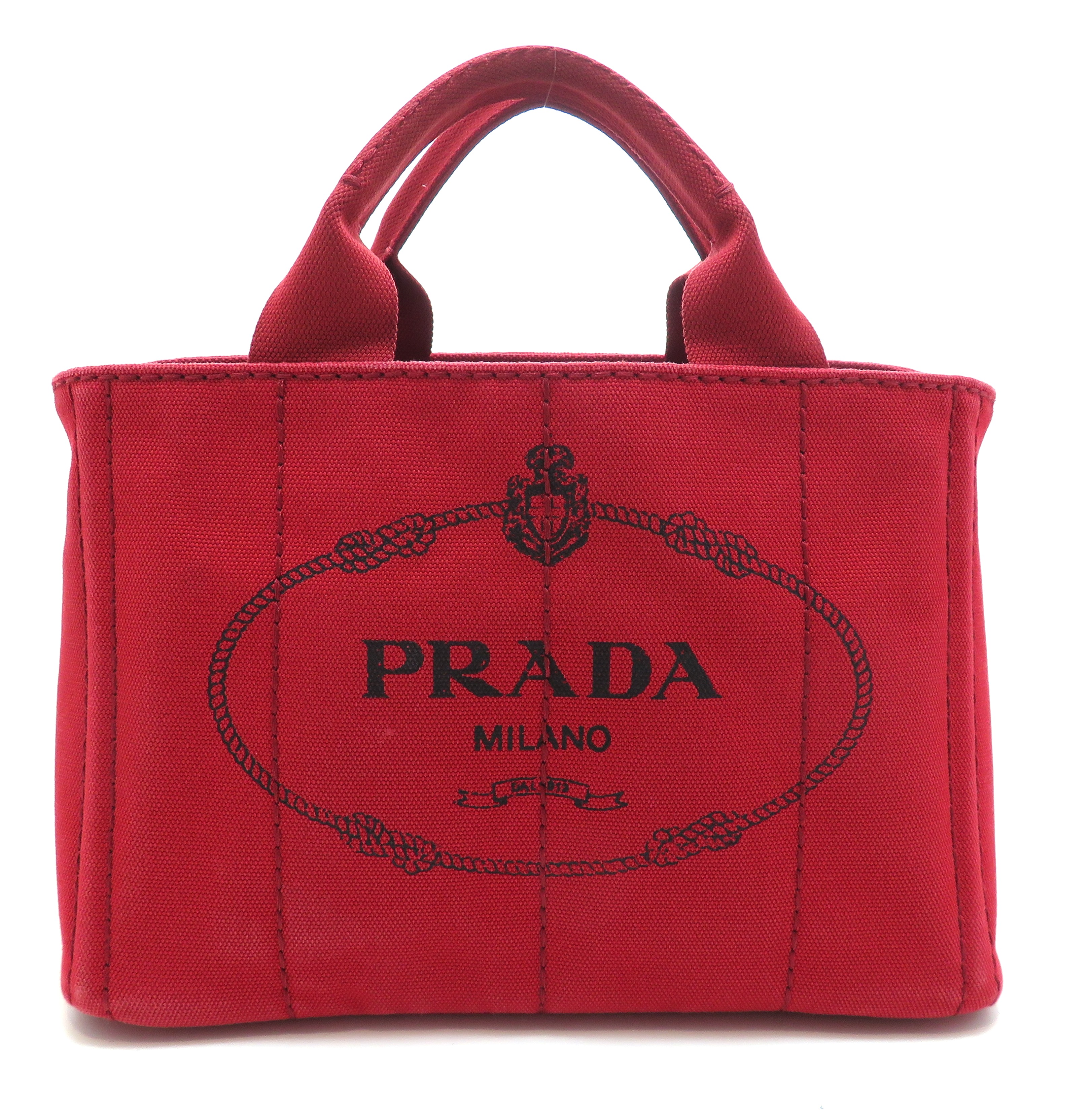 PRADA プラダ カナパミニ 1BG439 2WAYトートバッグ レッド キャンバス