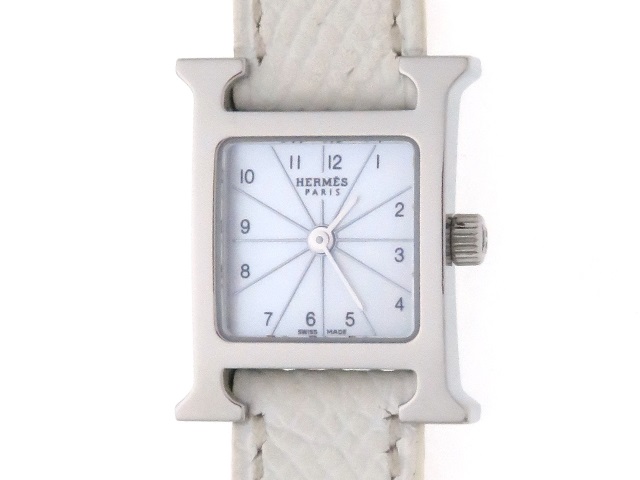 HERMES HH1.110 Hウォッチミニ  腕時計 SS 革 レディース