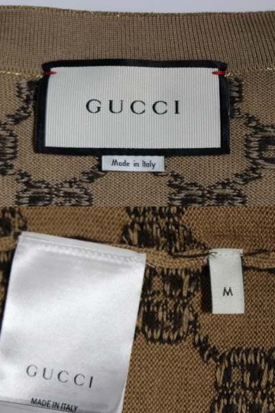 GUCCI グッチ GG ウール カーディガン レディースM ゴールド