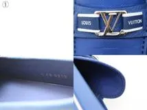 LOUIS VUITTON ルイヴィトン 靴 ローファー メンズ7(約26cm) ブルー レザー/ダミエ・アンフィニ (2148103772009) 【200】