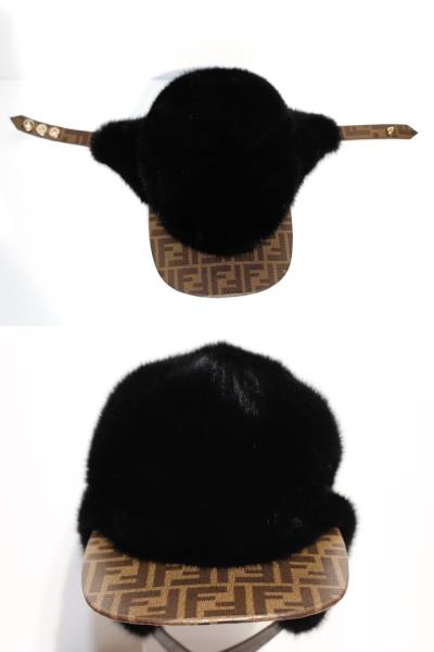 FENDI　フェンディ　キャップ　帽子　Sサイズ　ブラック　ミンク　ポリエステル　2019年（2148103316982）【460】 image number 3