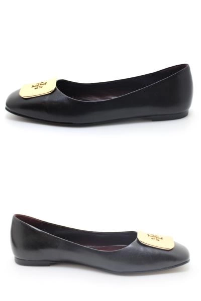 TORY BURCH トリーバーチ 靴 バレエシューズ レディース7.5(約24.5cm) ブラック レザー 154077 (2120500264912) 【200】