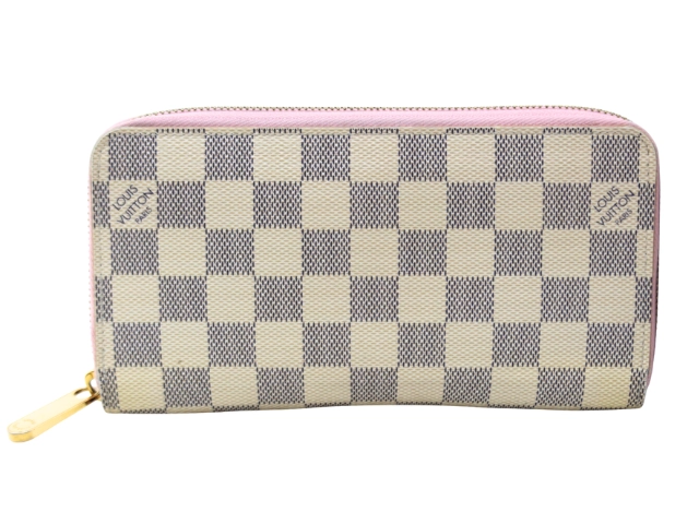美品✨️ルイヴィトン　ダミエ　アズール　ジッピ－ウォレット　ローズバレリーヌ LOUIS VUITTON ルイ・ヴィトン 長財布 ジッピー・ウォレット ダミエ