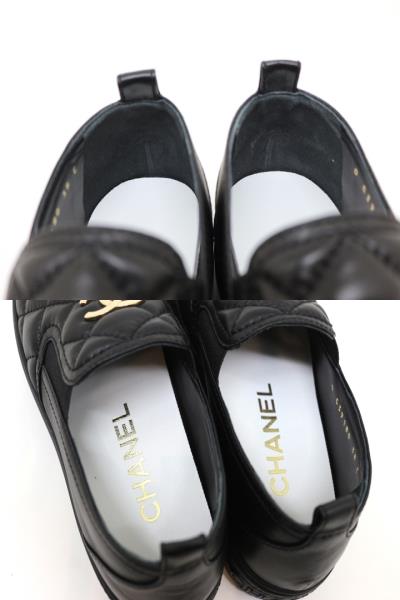 CHANEL シャネル 靴 スリッポン レディース38 ブラック ココ