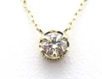 ノンブランドジュエリー　ダイヤモンドネックレス　K18イエローゴールド　ダイヤモンド0.10ct　全体重量約1.0g　【205】