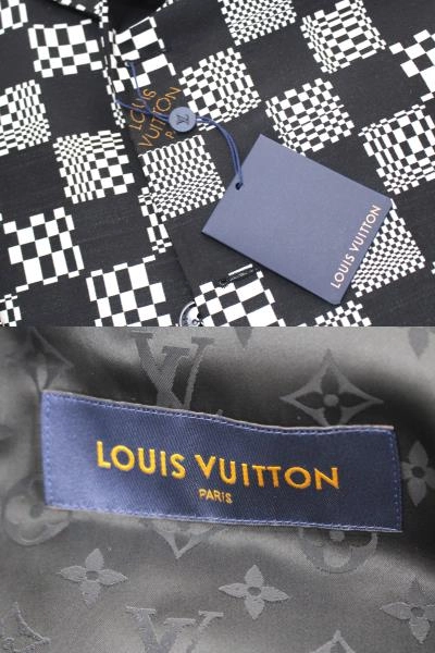 LOUIS VUITTON　ルイヴィトン　ディストーテッドダミエカーコート　メンズ44　ホワイト/ブラック　ポリエステル　RM211ZXXHKC71W　2120500248783　【432】