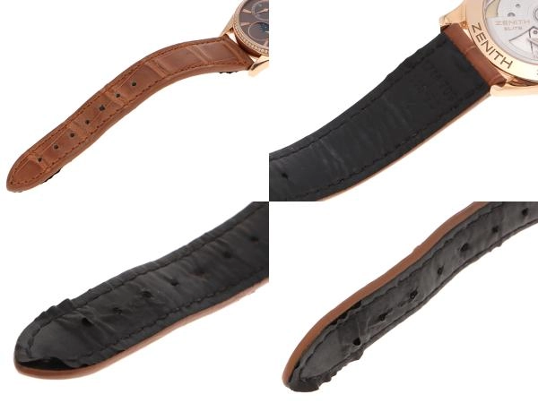 ZENITH　ゼニス　エリート　ウルトラシン　ムーンフェイズ　22.2310.692/75.C709　PG/革　ダイヤベゼル　レディース　自動巻き2147200562520【432】