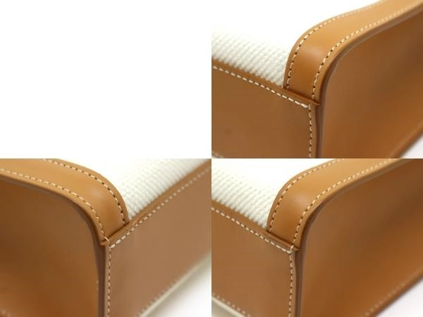 CELINE　セリーヌ　ハンドバッグ　バーティカル　カバ　スモール　ホワイト　キャンバス／レザー　192082　2120000334382　【200】【中古】【大黒屋】