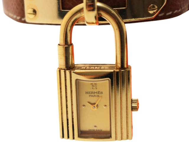HERMES エルメス 腕時計 ケリーウォッチ ゴールド GP/カワ KE1
