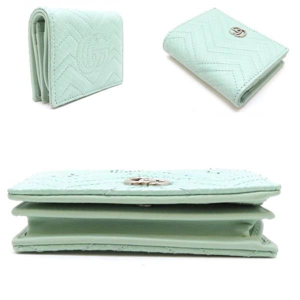 GUCCI  グッチ ダブルG カードケース ライトグリーン パイソン 466492【430】2148103672873