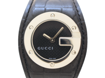 GUCCI グッチ 腕時計 Gバンデュー ブラック SS/革 104/YA104511 クォーツ レディース