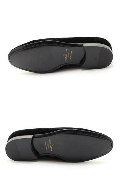 LOUIS VUITTON ルイヴィトン 靴 オートゥイユライン ローファー メンズ6ハーフ(約25.5cm) ブラック ベロア (2148103802997) 【432】