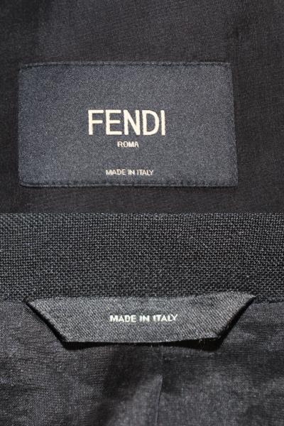 FENDI フェンディ テーラードジャケット メンズ48 ブラック ウール ...