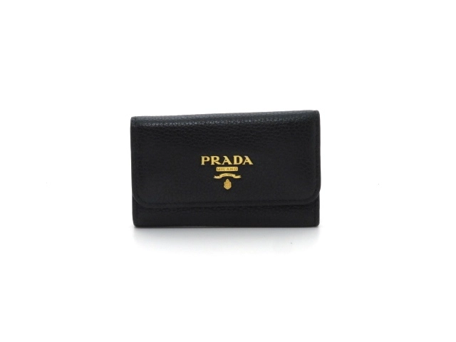 PRADA プラダ 6連キーケース ブラック 型押し 【204】 の購入なら「質 