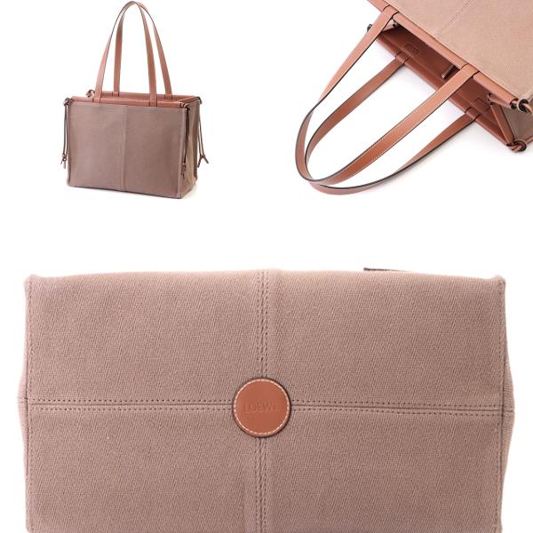 LOEWE ロエベ クッショントート トープ キャンバス/カーフ