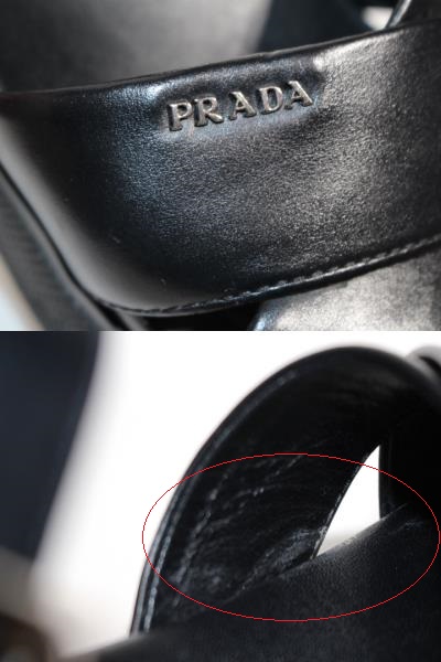 PRADA プラダ サンダル レディース35ハーフ 約22.5cm ブラック レザー