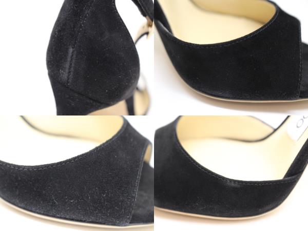 [美品] JIMMYCHOmO ジミーチュウサンダル　スエード　ブラック Jimmy Choo Azia 95mm スクエアトゥ サンダル | ブラック