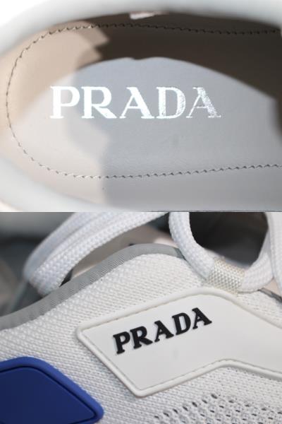 PRADA プラダ スニーカー メンズ7ハーフ 約26.5cm ホワイト ブルー