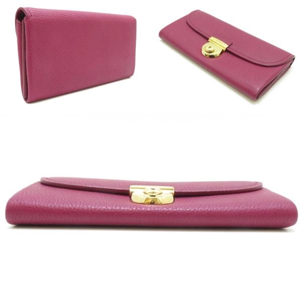 Salvatore Ferragamo サルヴァトーレ・フェラガモ 二つ折りZIP長財布 ワインレッド レザー KM-22 C224【430】2147200520094