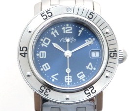 HERMES　エルメス　クリッパー ダイバー　CL5.210　ステンレススチール　クオーツ　ブルー文字盤　レディース腕時計　【205】