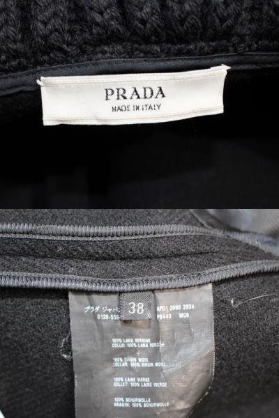 PRADA プラダ コート レディース38 ブラック ウール （2166000052215