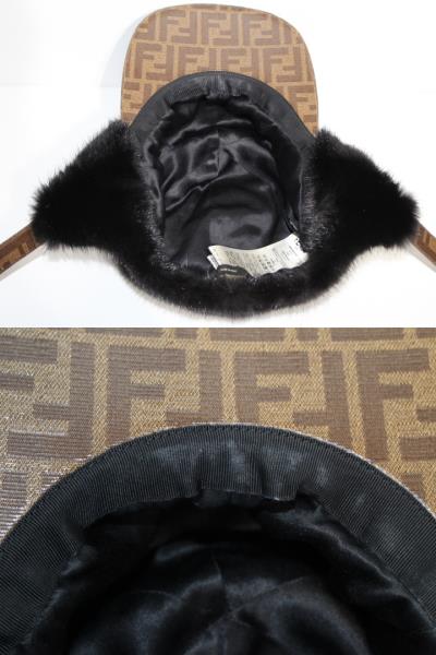 FENDI　フェンディ　キャップ　帽子　Sサイズ　ブラック　ミンク　ポリエステル　2019年（2148103316982）【460】 image number 4