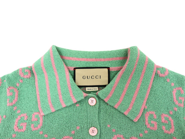 美品・鑑定済★グッチ　シェリー　ロゴ　コットン　ポロシャツ　レディース　10 ec16494-01.jpg
