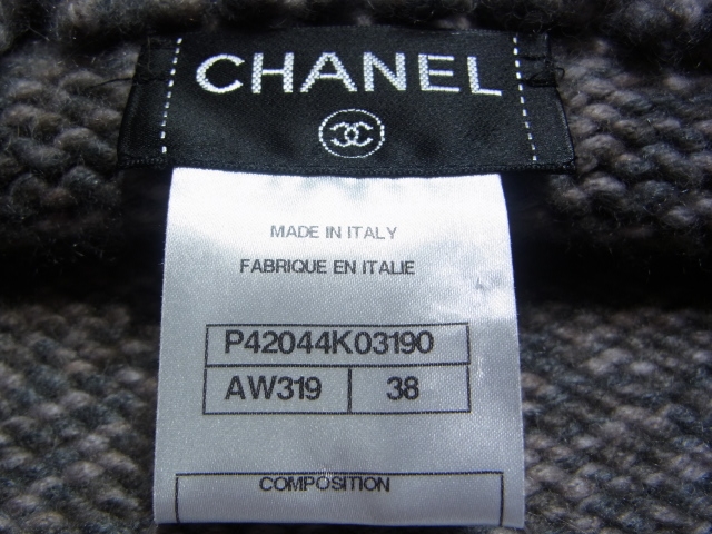CHANEL シャネル ニット コート レディース38 カシミヤ グレー CHANEL シャネル ニット コート レディース38 カシミヤ グレー
