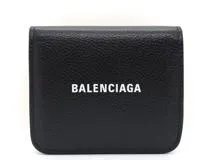 BALENCIAGA　バレンシアガ　二つ折り財布　ミニ財布　ロゴ　レザー　ブラック　594216【205】2120000183287