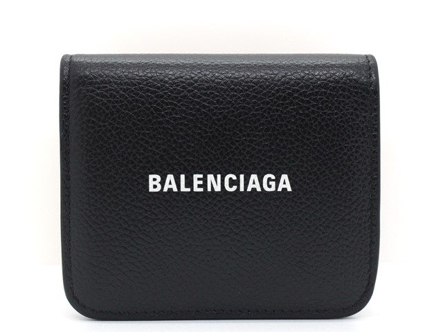 バレンシアガ 財布 二つ折り レザー ロゴ CASH 茶色 594216