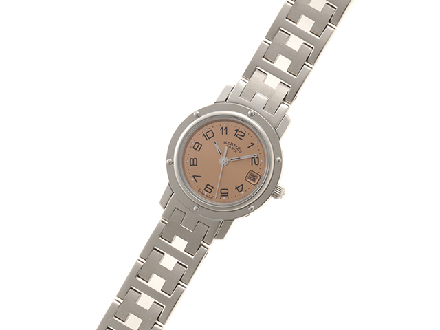 エルメス クリッパー CL4.210 ピンク/オレンジ文字盤 レディース腕時計 HERMES】エルメス 時計 'クリッパー CL4 210' ピンク文字盤 極美