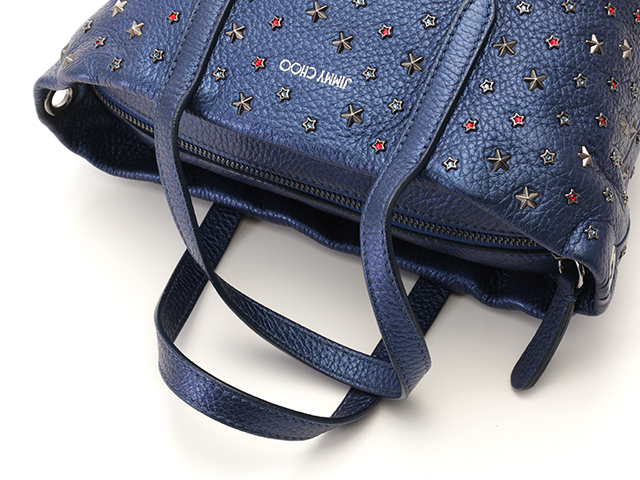 JIMMY CHOO ミニサラ ハンドバッグ 2way スタースタッズ　ブルー JIMMY CHOO ジミーチュウ ミニサラ スタースタッズ2Way