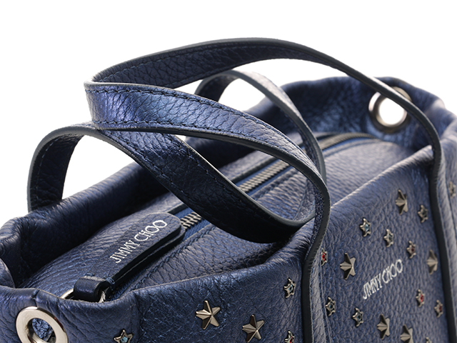 JIMMY CHOO ミニサラ ハンドバッグ 2way スタースタッズ　ブルー JIMMY CHOO ミニサラ ハンドバッグ 2way スタースタッズブルー