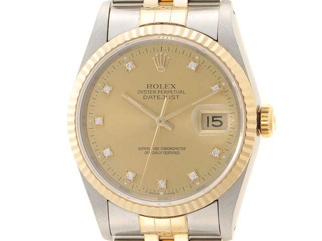 ロレックス　ROLEX　デイトジャスト　16233G　シャンパン文字盤　10ポイントダイヤ　自動巻き　ステンレス×イエローゴールド　　ジュビリーブレス　 【434】