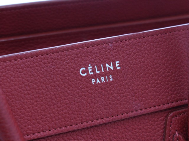 CELINE セリーヌ ラゲージ マイクロ トートバッグ カーフ レッド