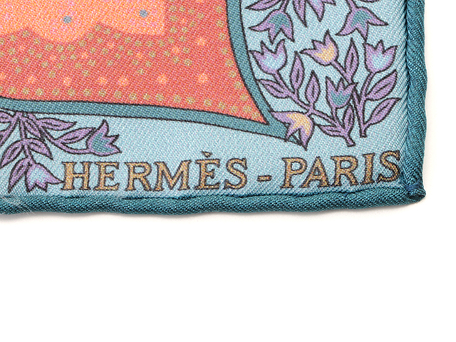 HERMÈS カレ 45 ブルージーン バイオレット コーラル シルク HERMES エルメス カレ45 ブルージーン／ヴァイオレット
