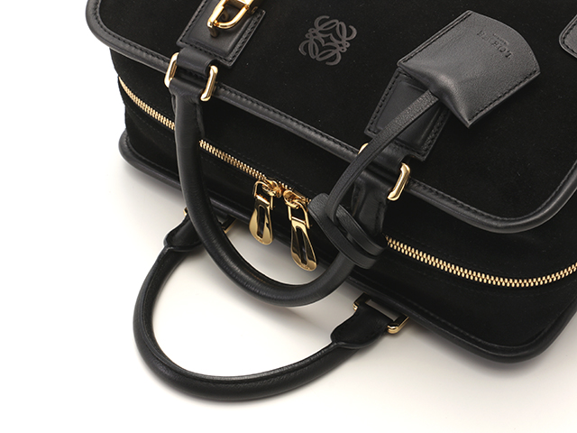 LOEWE ロエベ ハンドバッグ アマソナ28 ブラック スエード