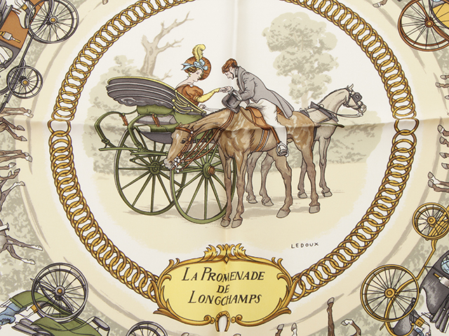 HERMES エルメス スカーフ カレ90 LA PROMENADE DE LONGCHAMPS