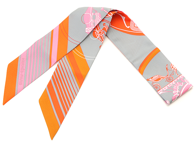 HERMES エルメス ツイリー 新作 新品 スカーフ オレンジ グレー ピンク RXQphKDn2G, レディースファッション - www